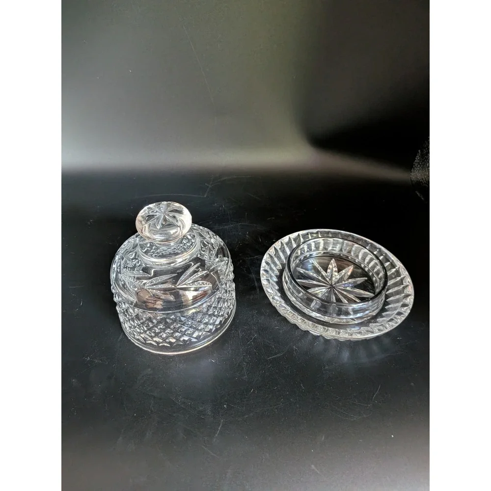 Vintage Galway Irish Crystal Butter Dish Diamond Cut